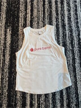 Pure Barre White Tank Top with Red Logo